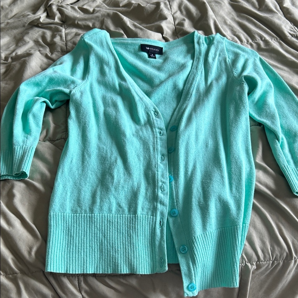 St. John's Bay Mint Turquoise Button-Front Cardigan